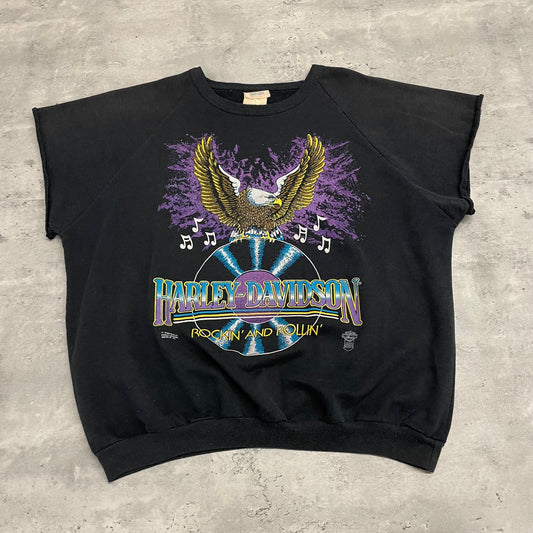 80s Harley Davidson Cutoff Crewneck Size L