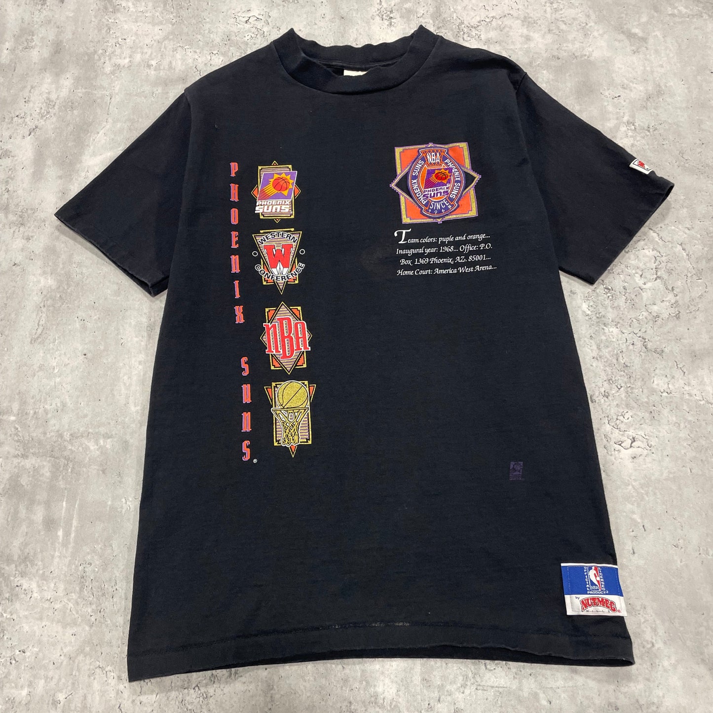 90s Pheonix Suns Nutmeg NBA Black Tshirt