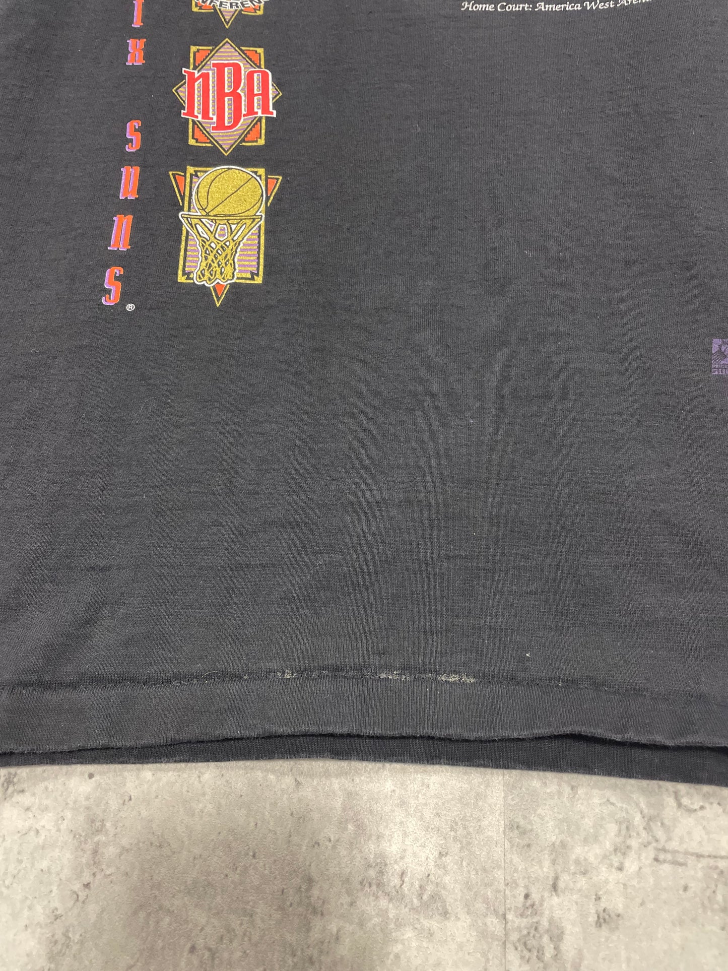90s Pheonix Suns Nutmeg NBA Black Tshirt