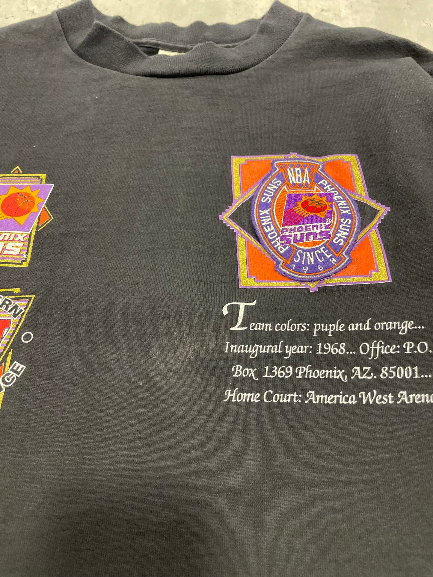 90s Pheonix Suns Nutmeg NBA Black Tshirt