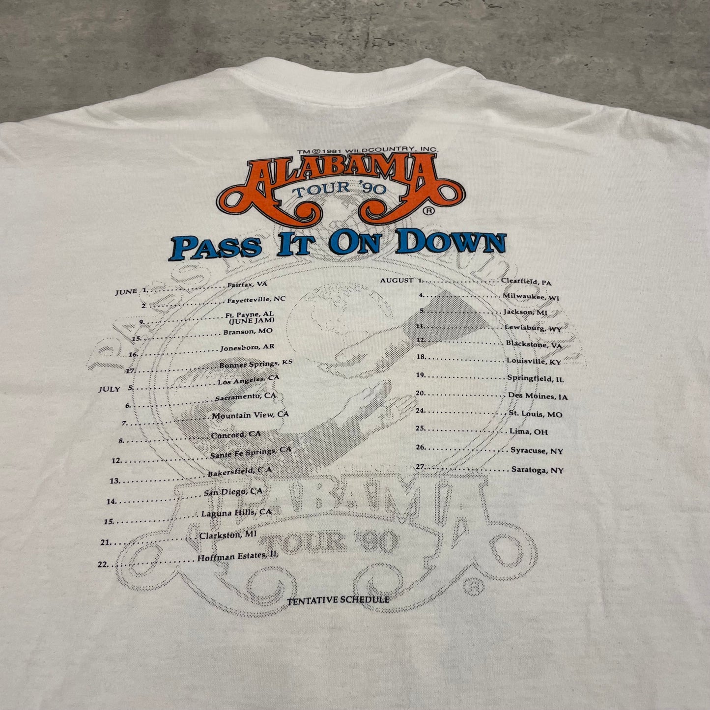 ‘90 Pass it on down Alabama Tour T-Shirt