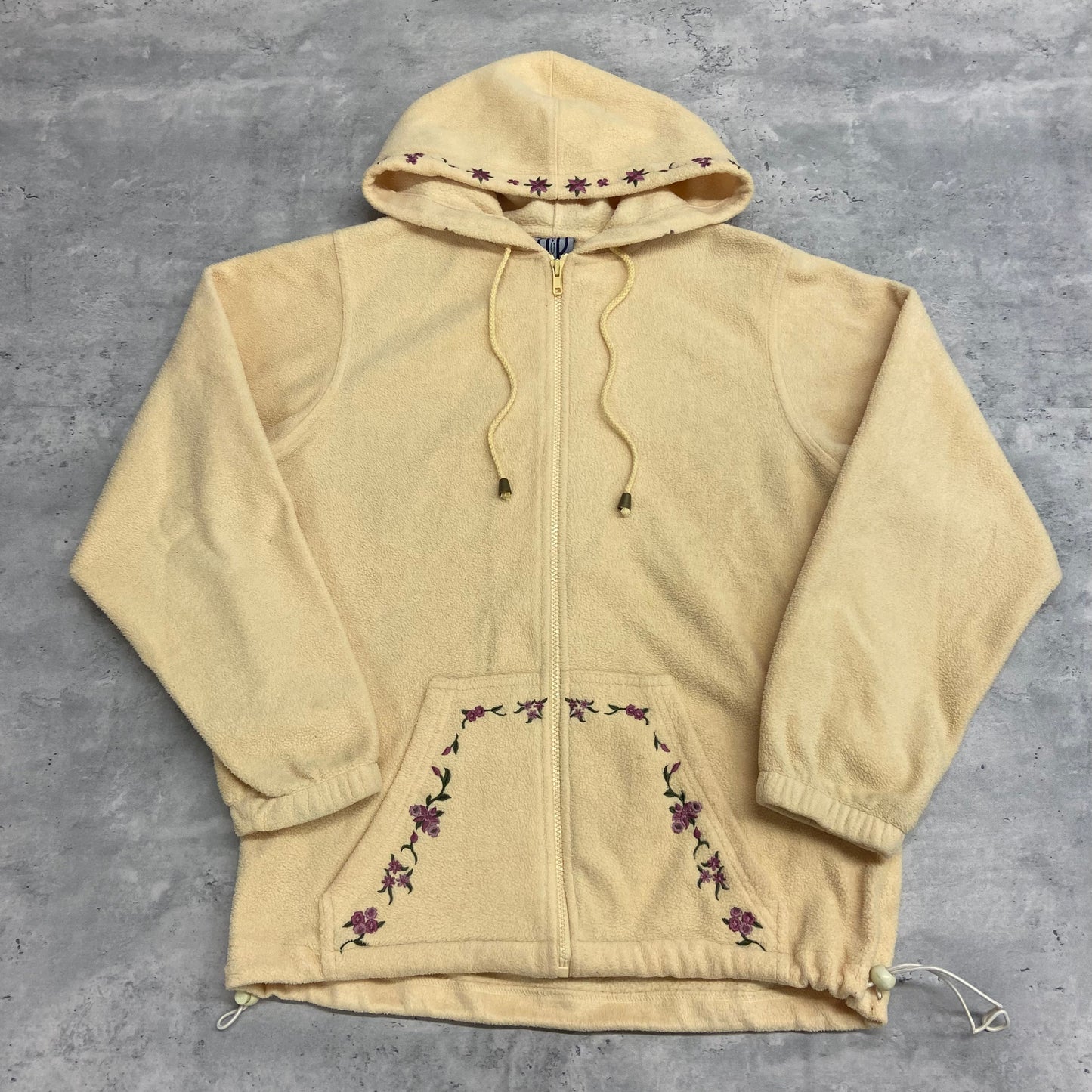 90s embroidered Fleece Zip Up Hoodie Sweater