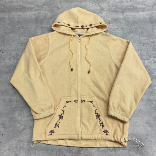 90s embroidered Fleece Zip Up Hoodie Sweater